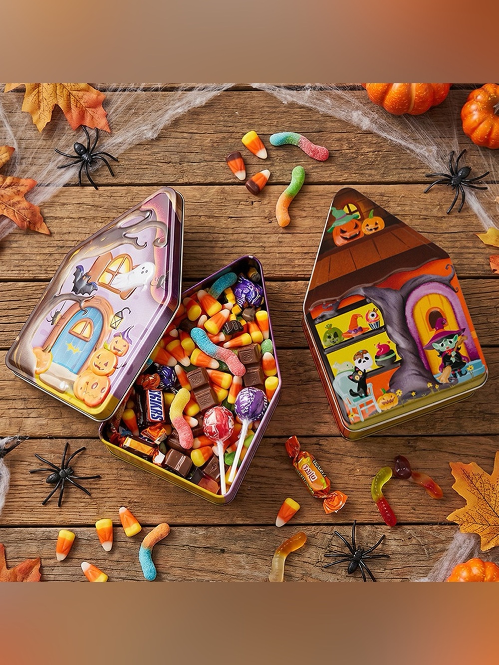 Halloween House Shaped Metal Candy Storage Box
